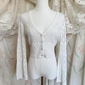 90s Kroshetta by Papillon crochet cropped cardigan Sz L